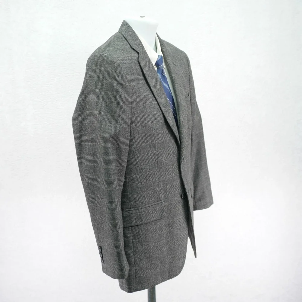 Banana Republic Tailored Fit Men's Wool Blend Plaid Gray Blazer 36S Tagged‎ 38S